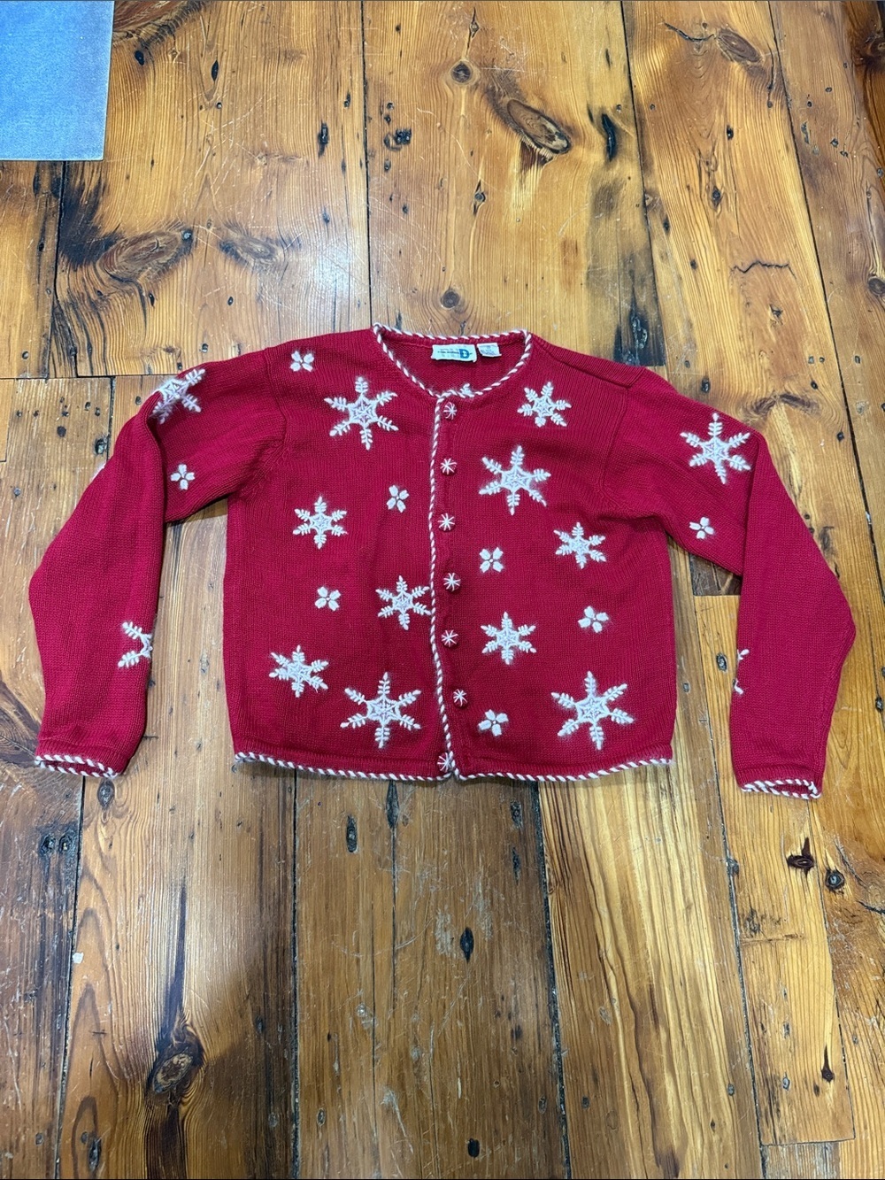 Vintage Paul Harris Design Snowflake Knit Cardigan Christmas Holiday Sweater